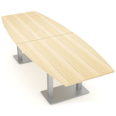 SKUTCHI DESIGNS Boat Shaped 10 Person Conference Room Table, 46" X 10 ft X 29", Maple HAR-BOT-46X119-DOU-XD08